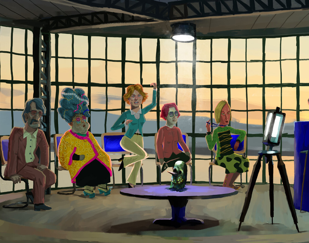 Retro television glowing with the Golden Idol's power