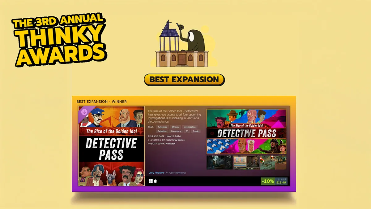 Golden Idol Investigations wins Best Expansion at Thinky Games Awards cover